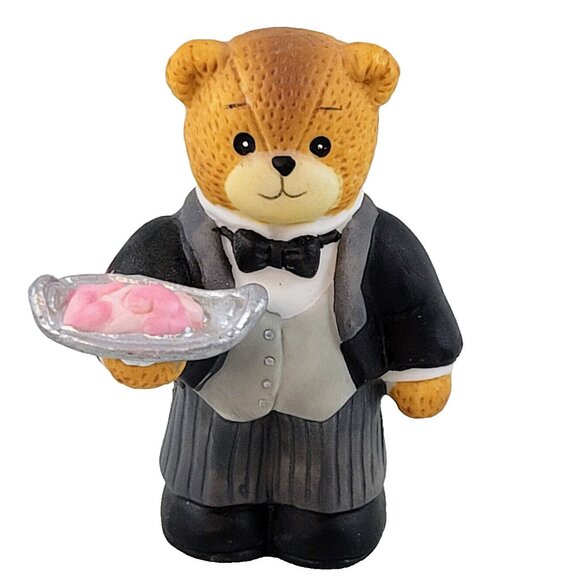Bear Butler Vintage Lucy & Me Rigg Enesco Waiter Heart Cookies Tuxedo Figurine - Picture 1 of 8